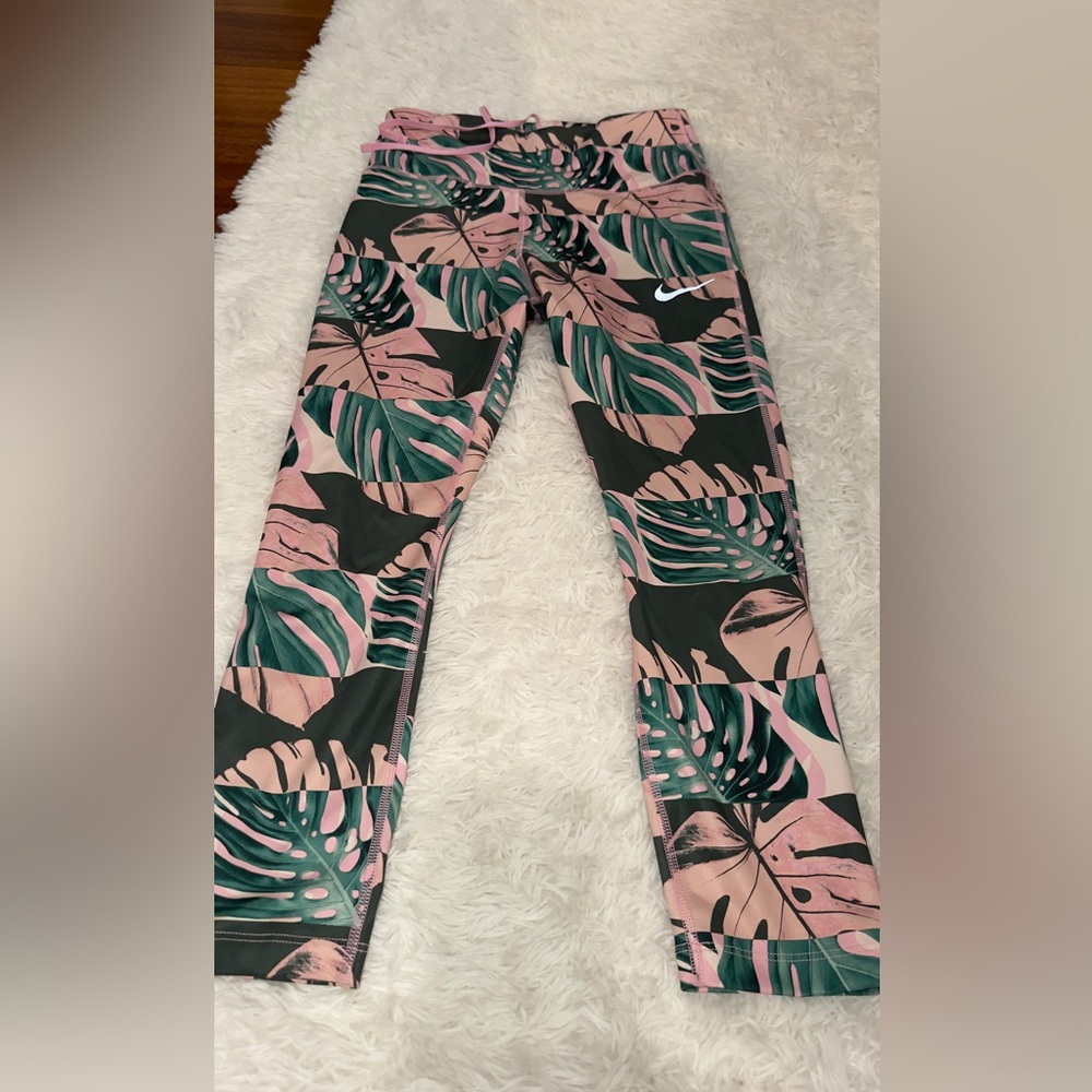 Nike Pink & Green Tropical Print Leggings